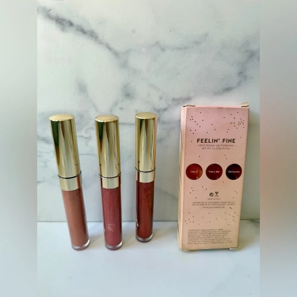 NEW IN BOX ColourPop “Feelin’ Fine” Ultra Glossy Lip Collection (Set of 3)